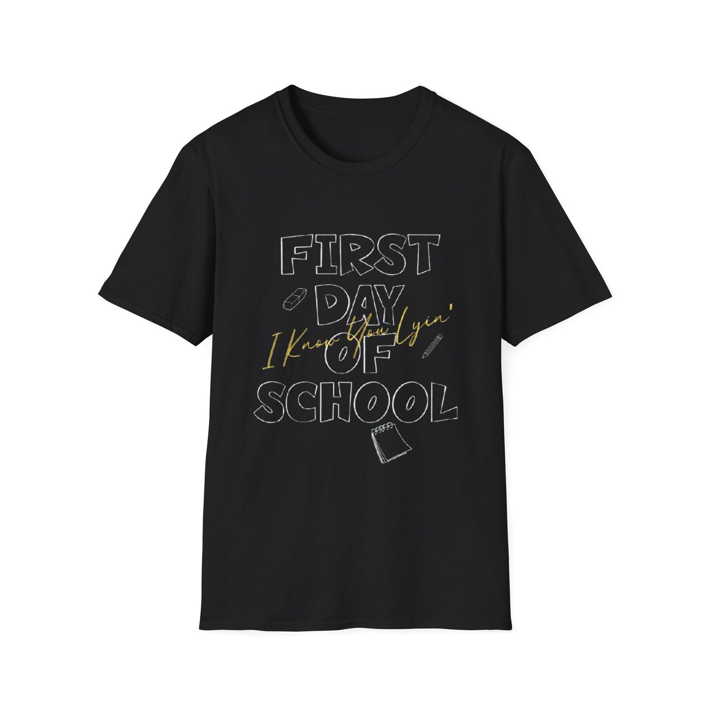First Day of School Unisex Softstyle T-Shirt, Back to School Shirt, Kids' School Tee, Fun Classroom Outfit, Teacher Gift Idea