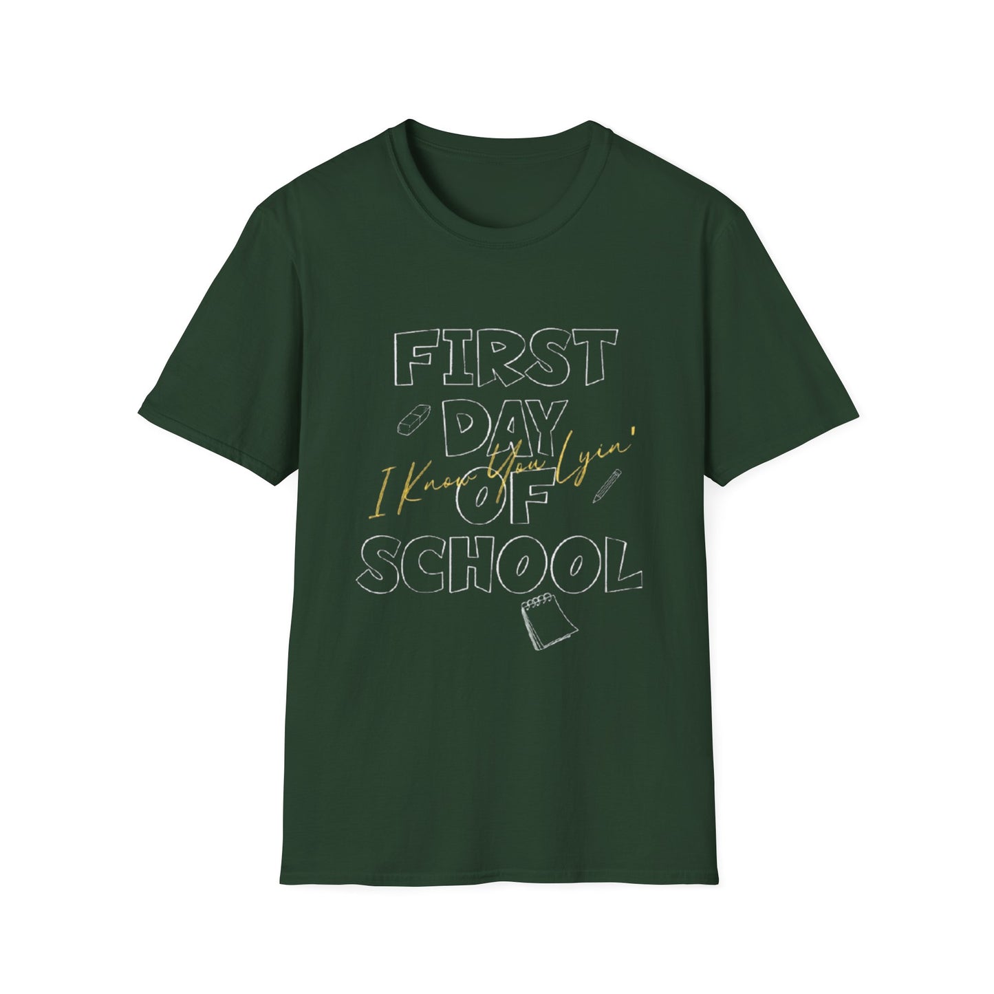 First Day of School Unisex Softstyle T-Shirt, Back to School Shirt, Kids' School Tee, Fun Classroom Outfit, Teacher Gift Idea