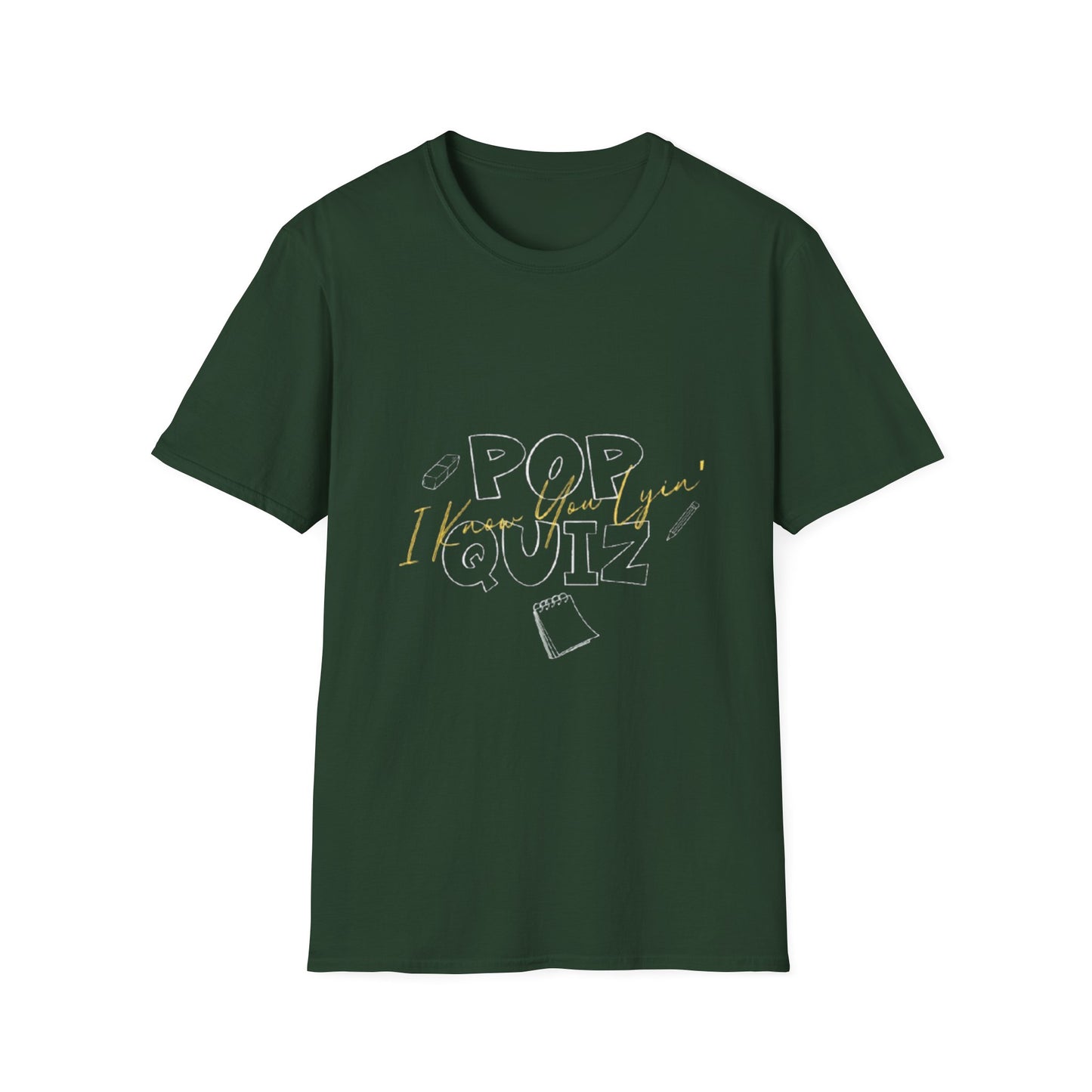 Pop Quiz Unisex Softstyle T-Shirt, Funny Teacher Gift, Student Tee, Classroom Humor Shirt, Back to School Apparel, Study Group Outfit