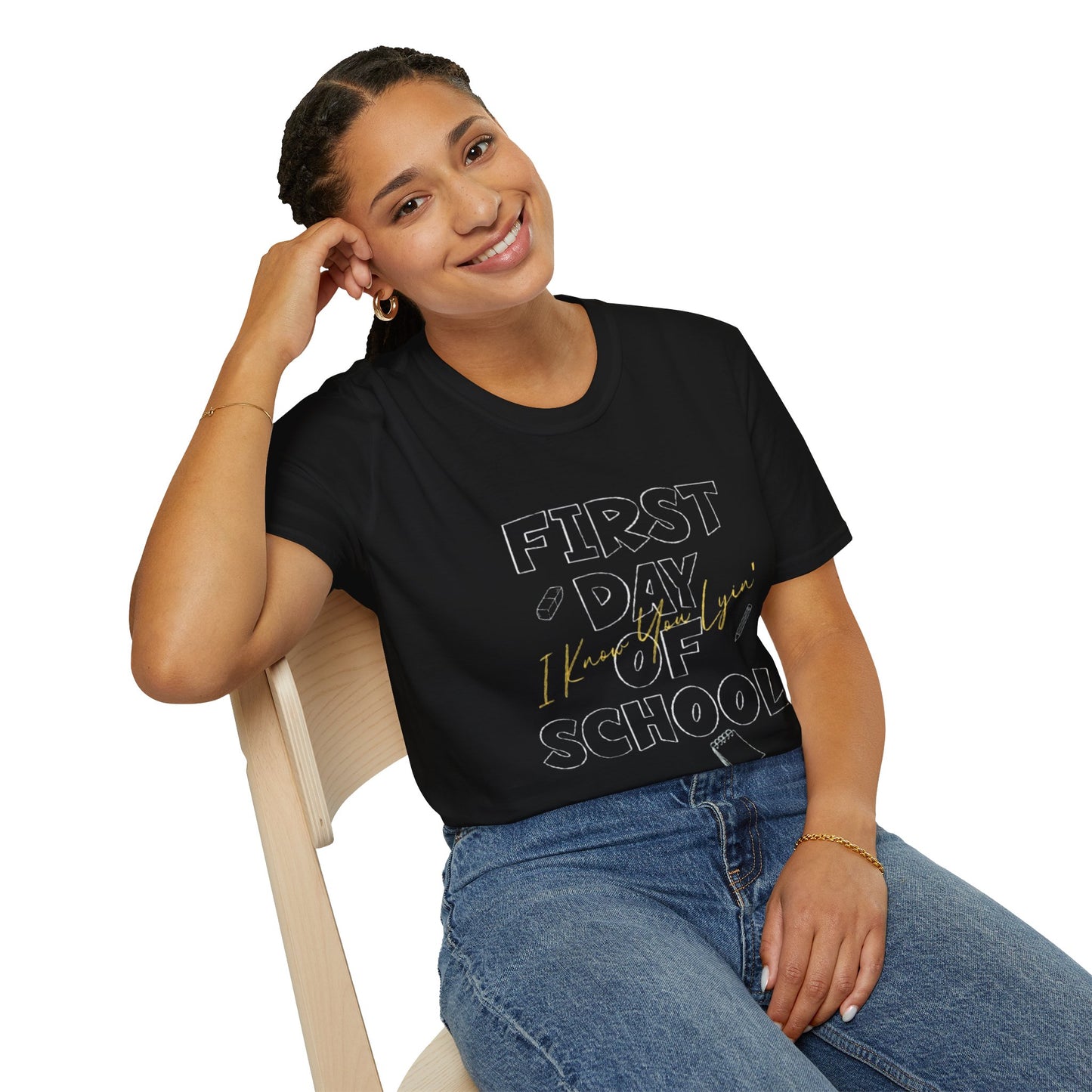 First Day of School Unisex Softstyle T-Shirt, Back to School Shirt, Kids' School Tee, Fun Classroom Outfit, Teacher Gift Idea