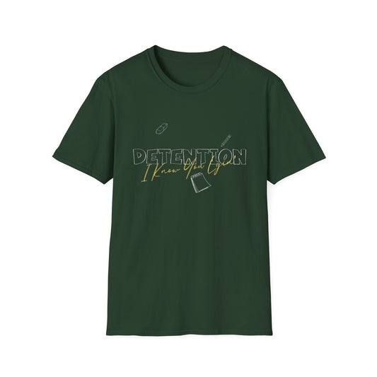 Detention Humor Unisex Softstyle T-Shirt, Funny Teacher Shirt, Back to School Tee, Student Gift, Casual Wear, Classroom Vibes