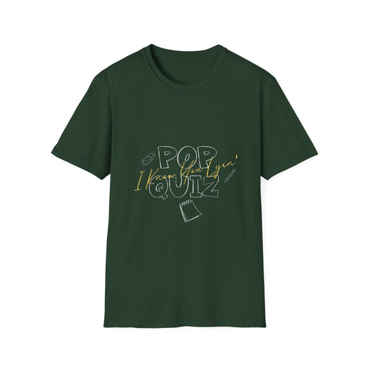 Pop Quiz Unisex Softstyle T-Shirt, Funny Teacher Gift, Student Tee, Classroom Humor Shirt, Back to School Apparel, Study Group Outfit