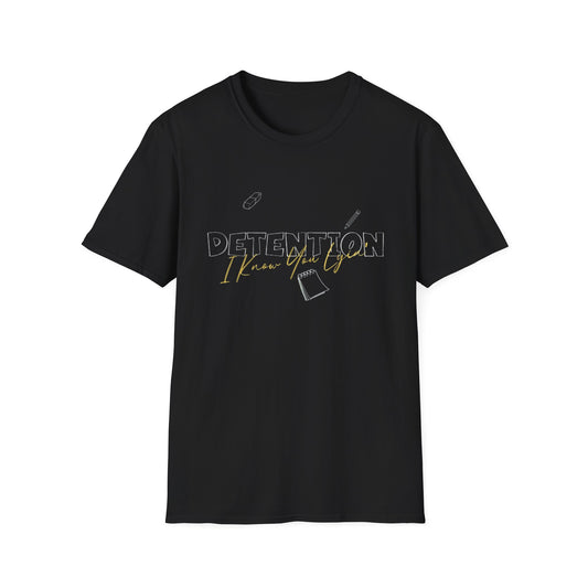 Detention Humor Unisex Softstyle T-Shirt, Funny Teacher Shirt, Back to School Tee, Student Gift, Casual Wear, Classroom Vibes